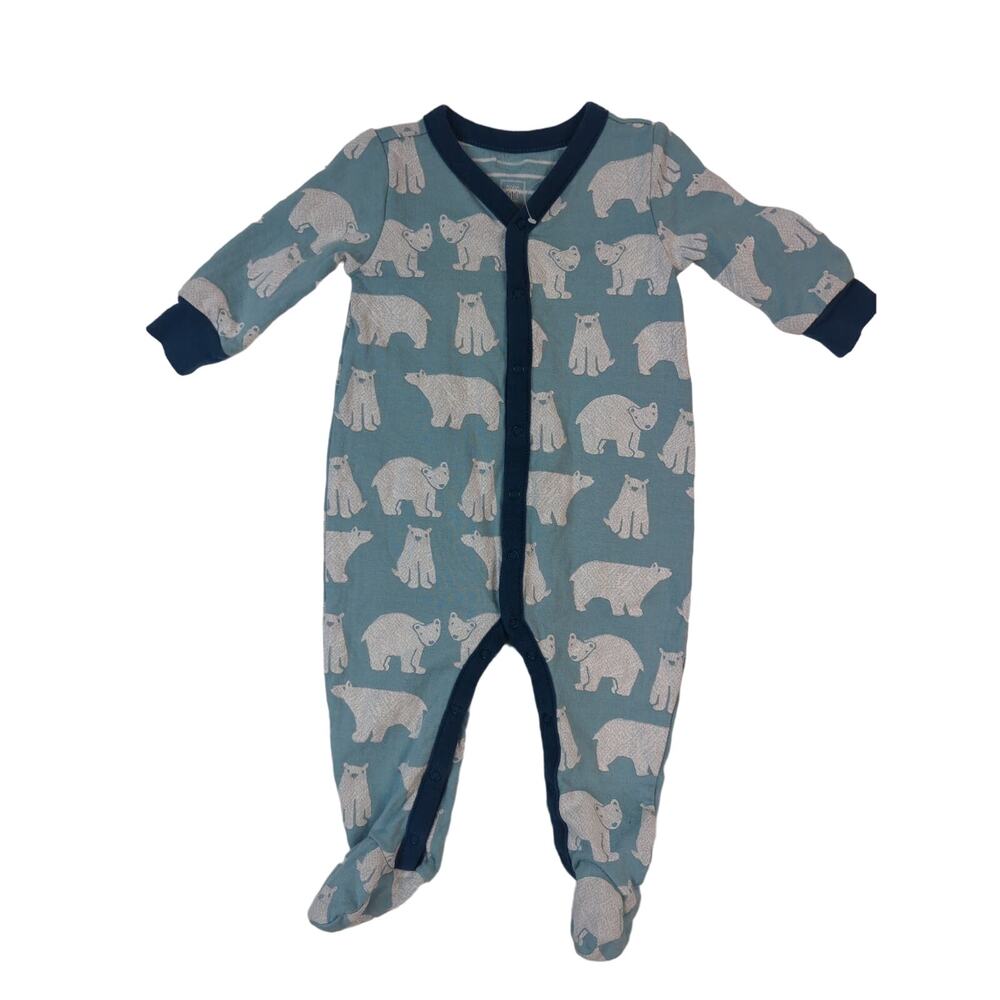 Baby Gap Snap Up Sleeper Polar Bear Blue 3-6M